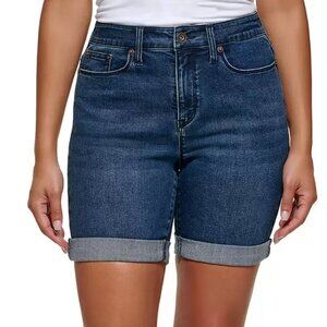DKNY Jeans Women's Bermuda Mid Rise Turned Up Hem Shorts Blue Denim size 10